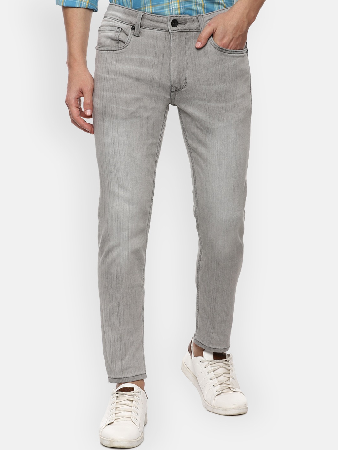 

Louis Philippe Jeans Men Grey Low Distress Heavy Fade Jeans