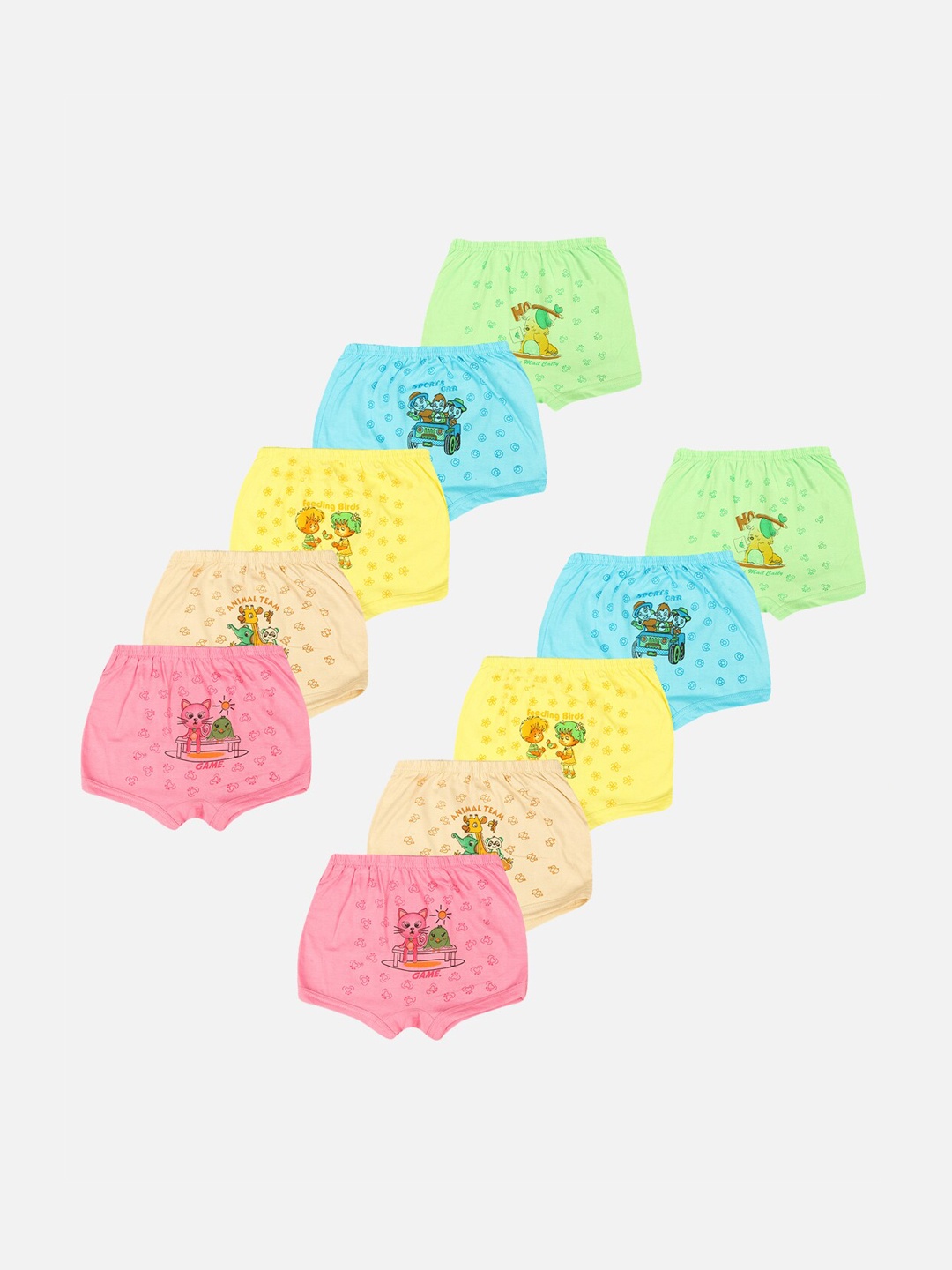 

PRIDE APPAREL Pack Of 10 Kids Assorted Cotton Printed Trunk