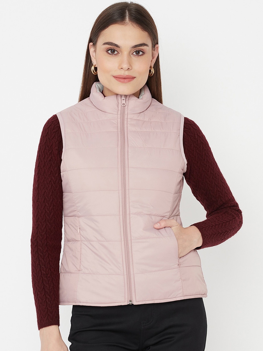 

METTLE Women Pink Geometric Puffer Jacket
