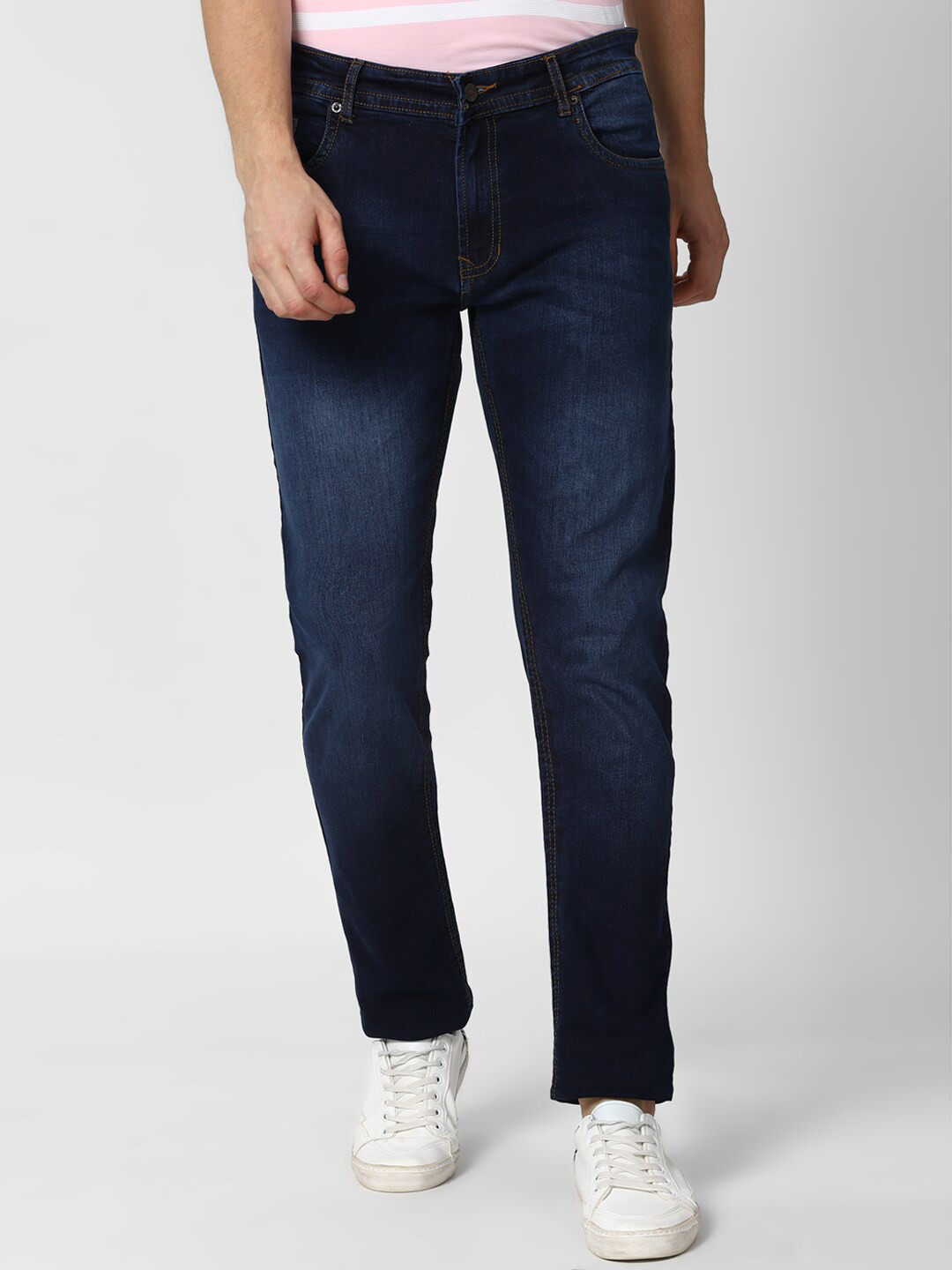 

Peter England Casuals Men Navy Blue Tapered Fit Light Fade Jeans