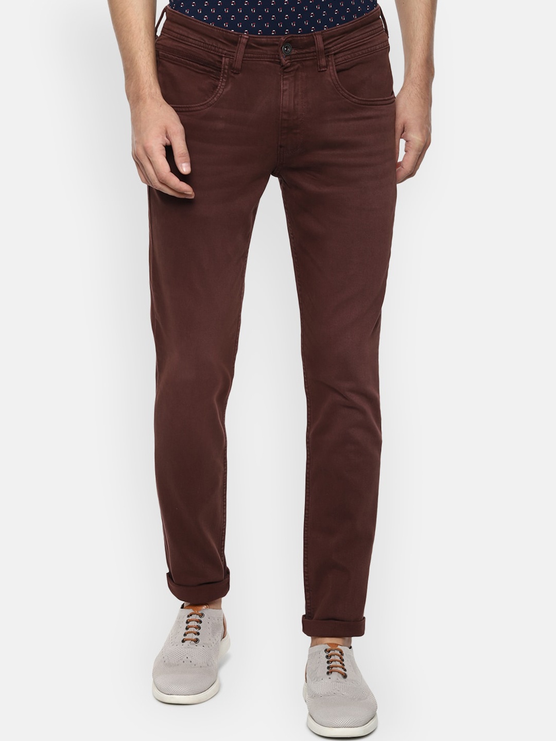 

VAN HEUSEN DENIM LABS Men Maroon Skinny Fit Jeans