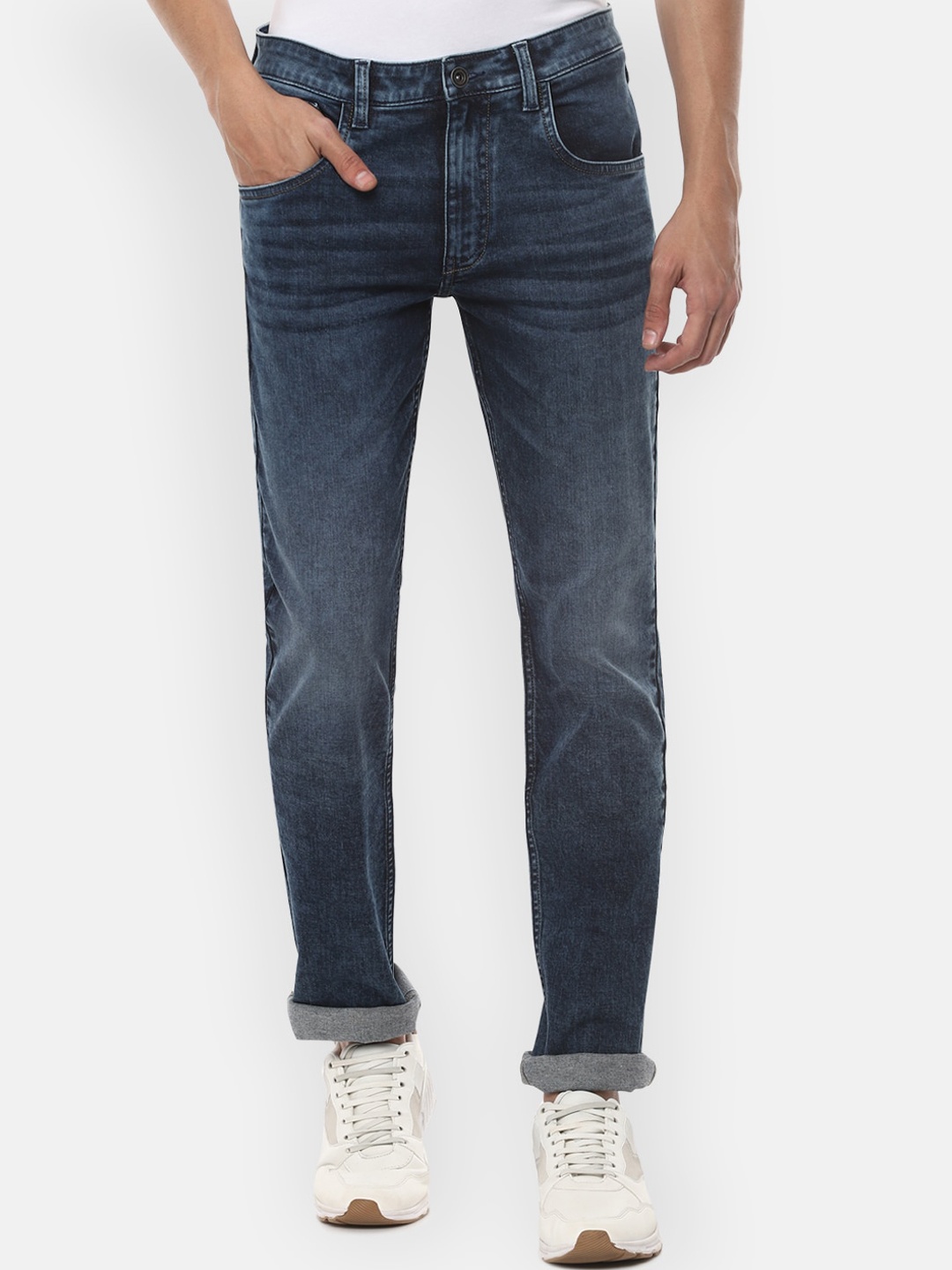 

VAN HEUSEN DENIM LABS Men Navy Blue Slim Fit Heavy Fade Jeans