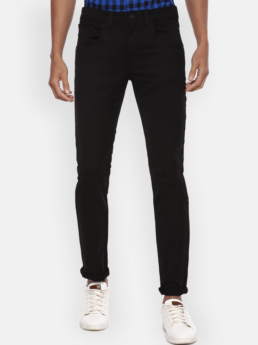 

VAN HEUSEN DENIM LABS Men Black Solid Skinny Fit Jeans