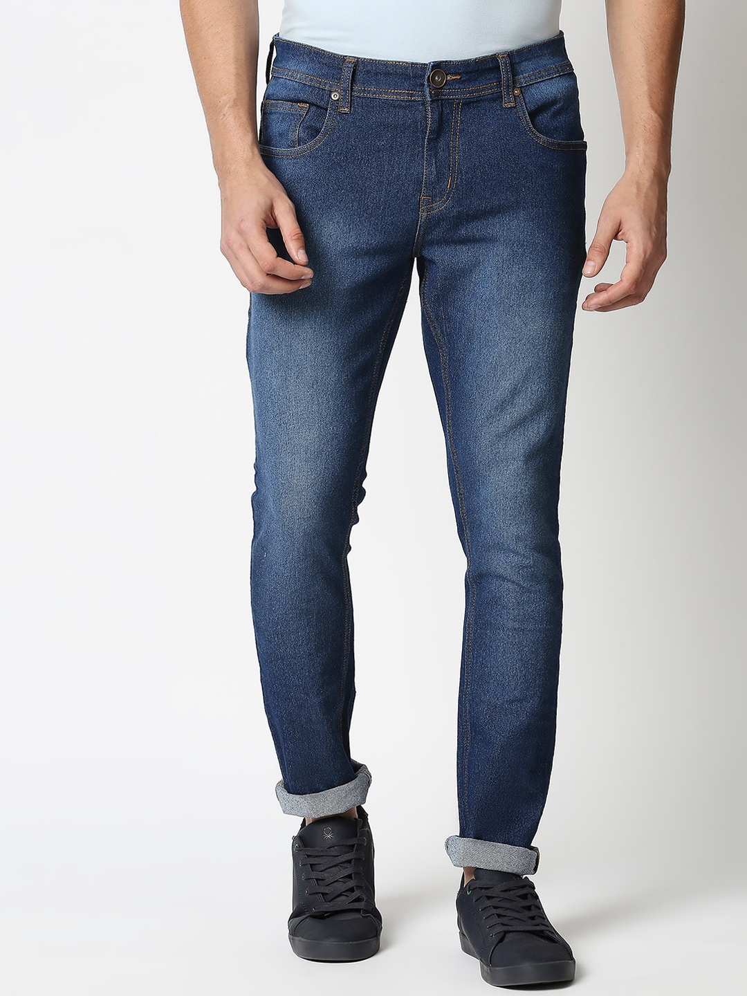 

High Star Men Blue Slim Fit Heavy Fade Stretchable Jeans