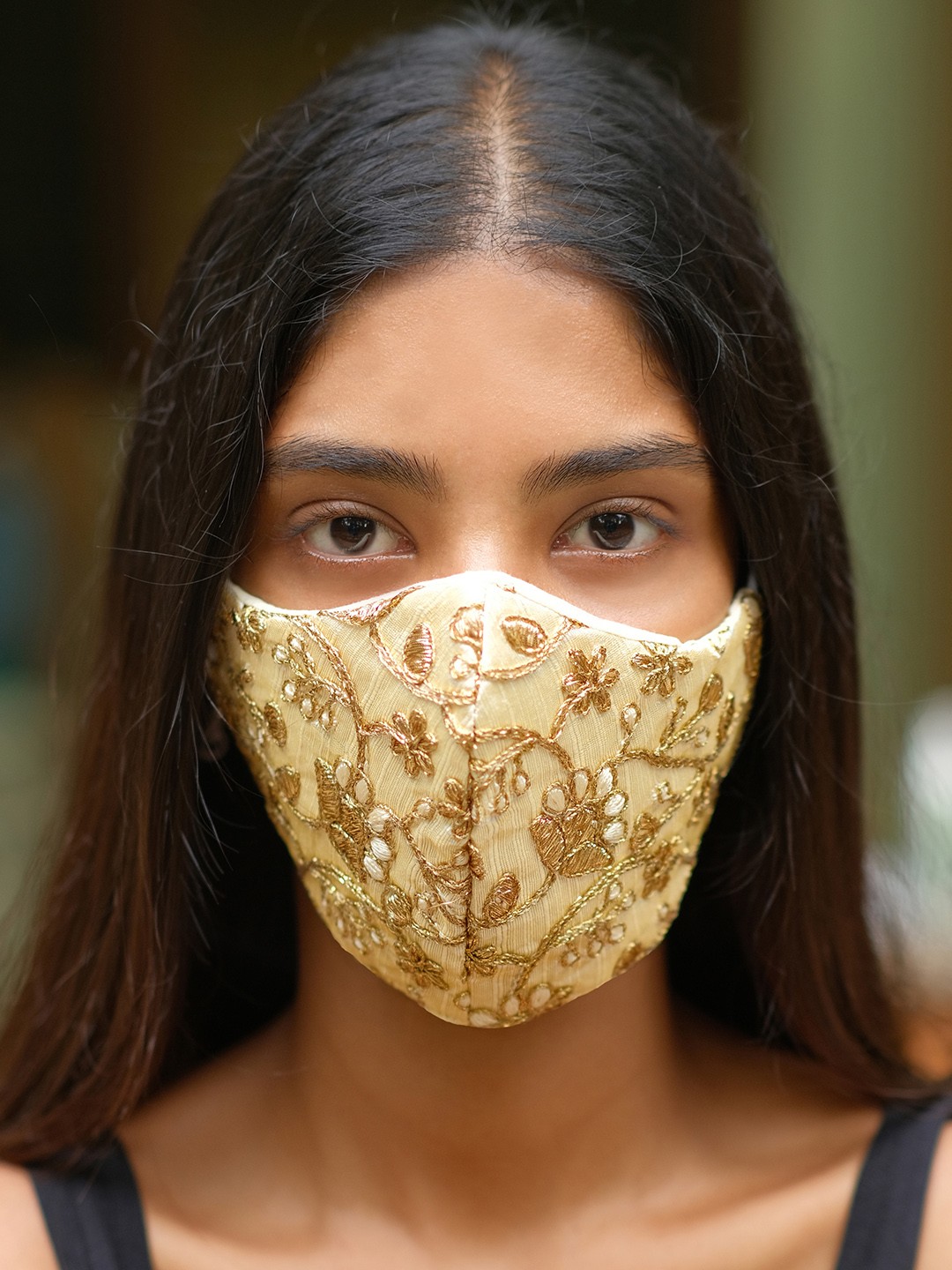 

Ayesha Women Embroidered Gold Mask