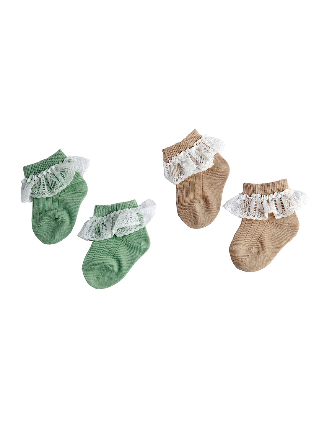 

Baby Moo Infant Kids Pack Of 2 Solid Ankle-Length Socks, Green