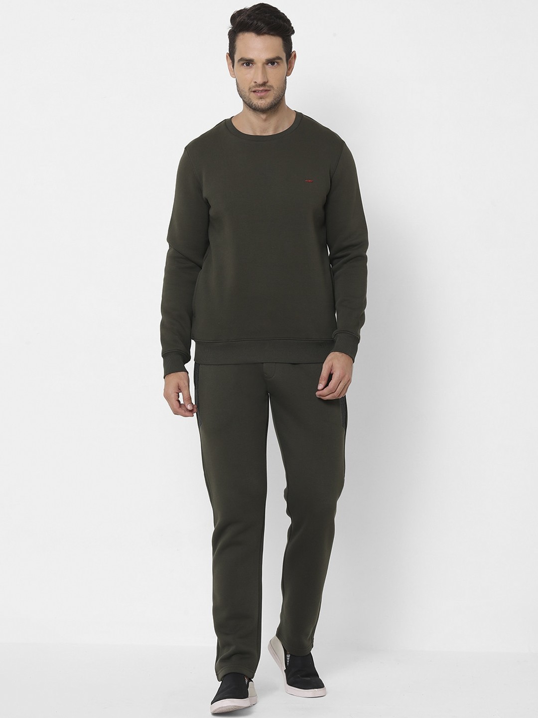 

Sweet Dreams Plus Size Men Olive Green Solid Tracksuit