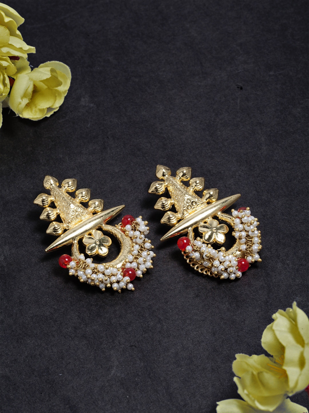 

DIVA WALK Gold-Plated Handcrafted Floral Drop Earrings