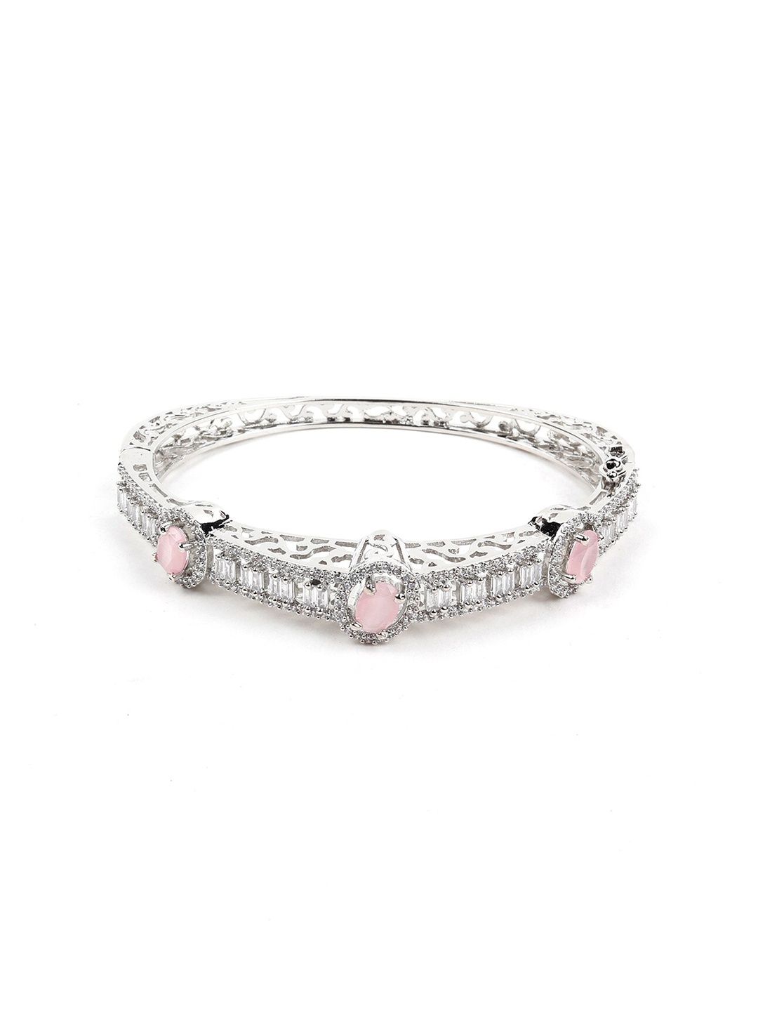 

ODETTE Women Pink & Silver-Toned Bangle-Style Bracelet