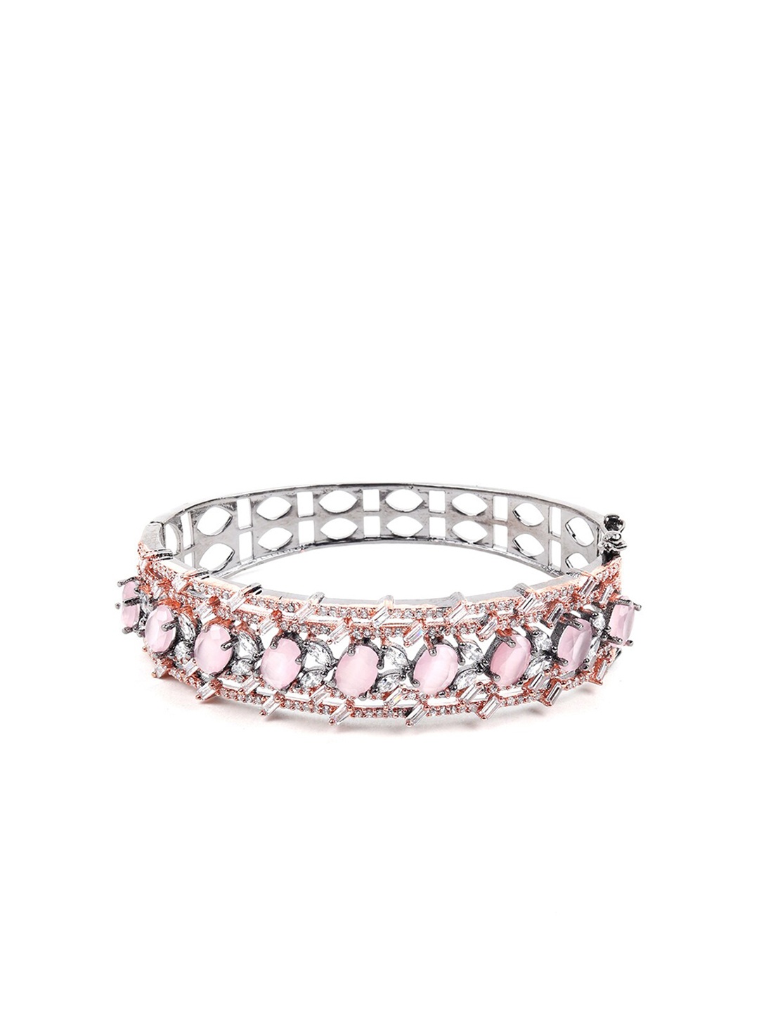 

ODETTE Women Silver-Toned & Pink Bangle-Style Bracelet