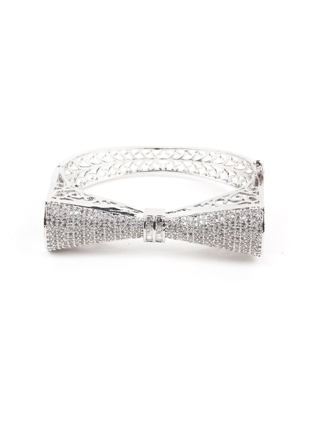 

ODETTE Women Silver-Toned & White Bangle-Style Bracelet