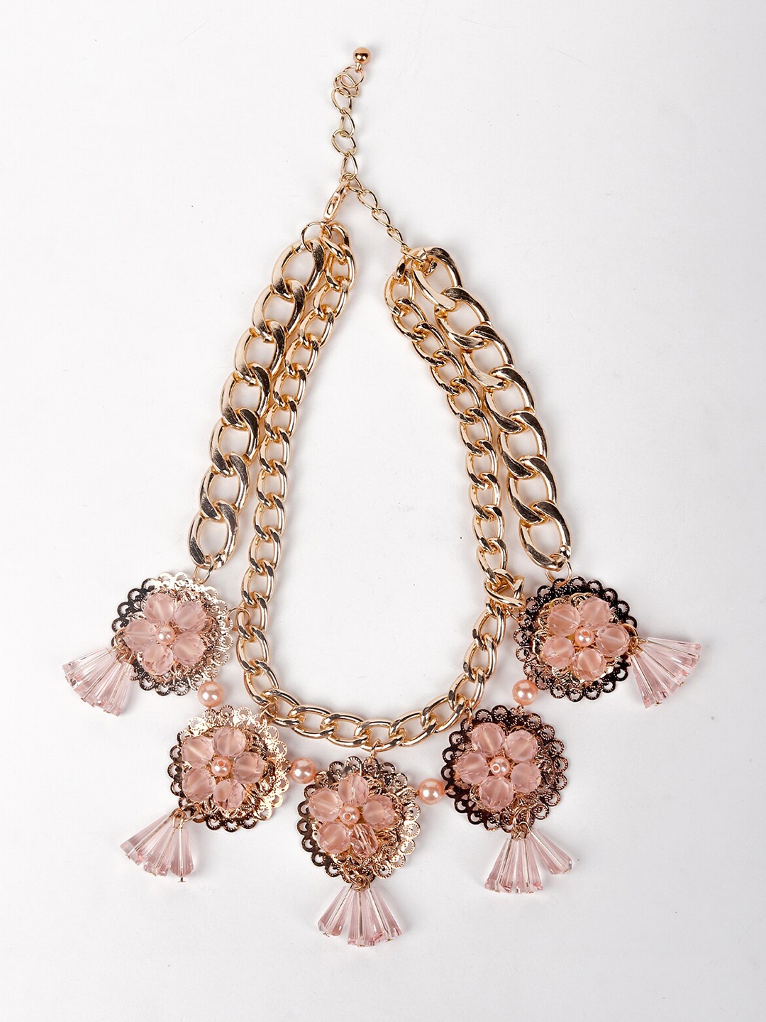 

ODETTE Gold-Toned & Peach-Coloured Rhinestone Necklace