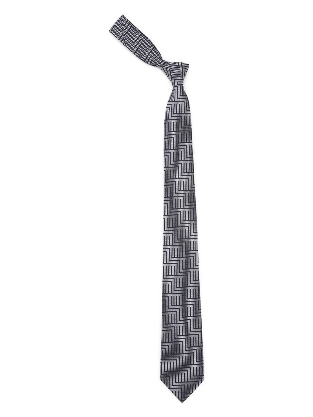 

Peter England Men Navy Blue & White Woven Design Broad Tie