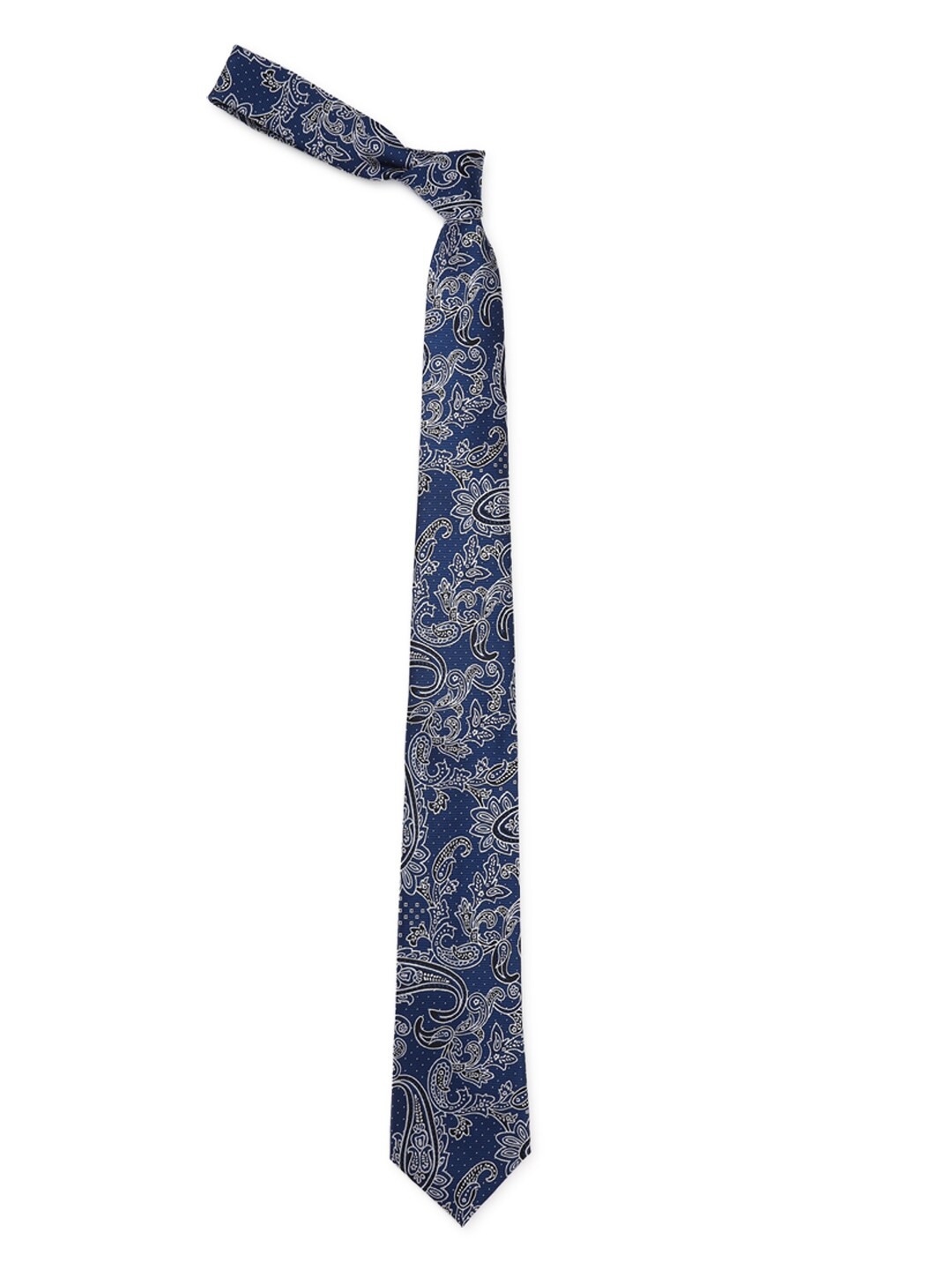 

Peter England Men Blue & White Woven Design Broad Tie