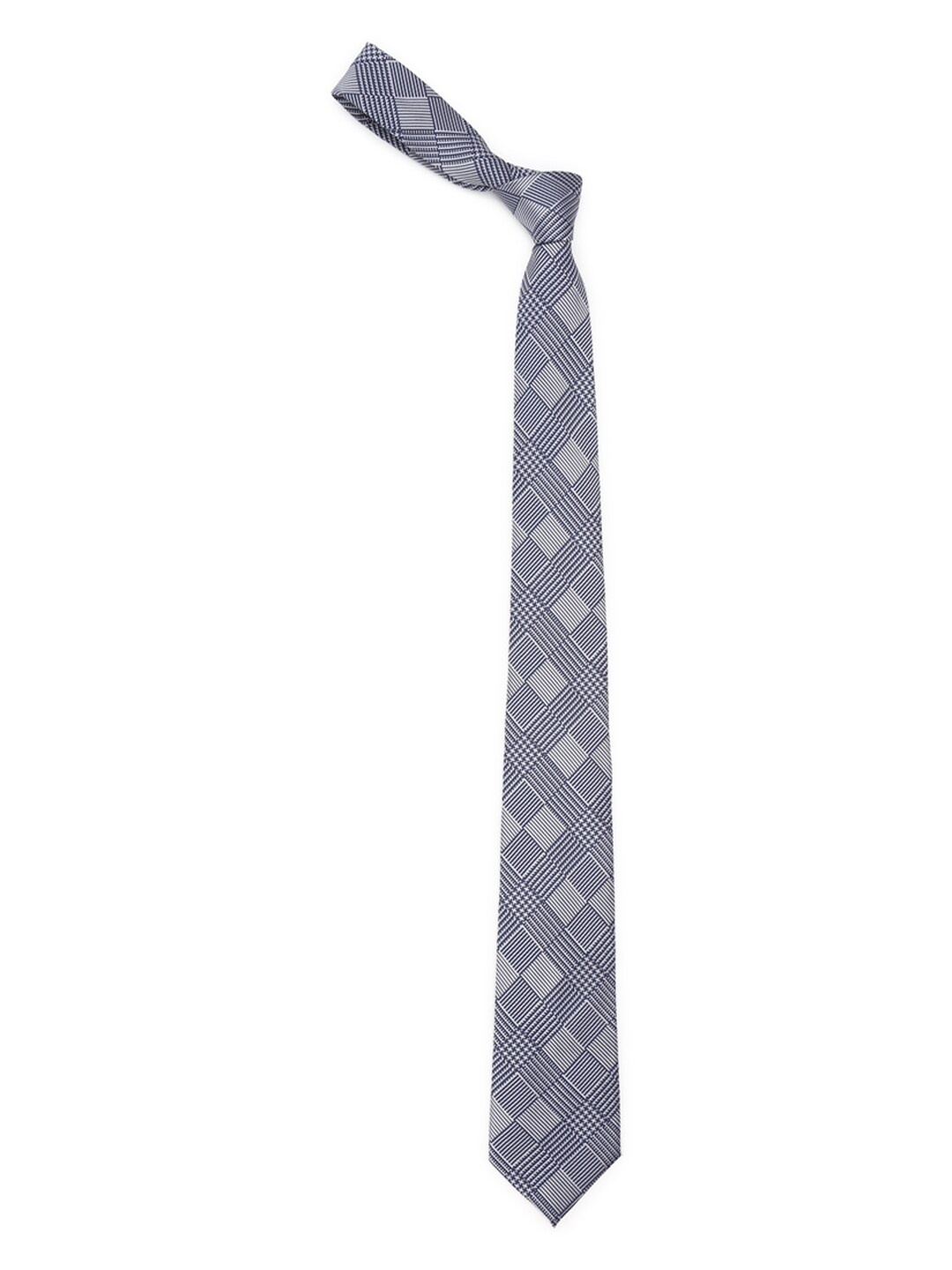 

Peter England Men Navy Blue Checked Broad Tie