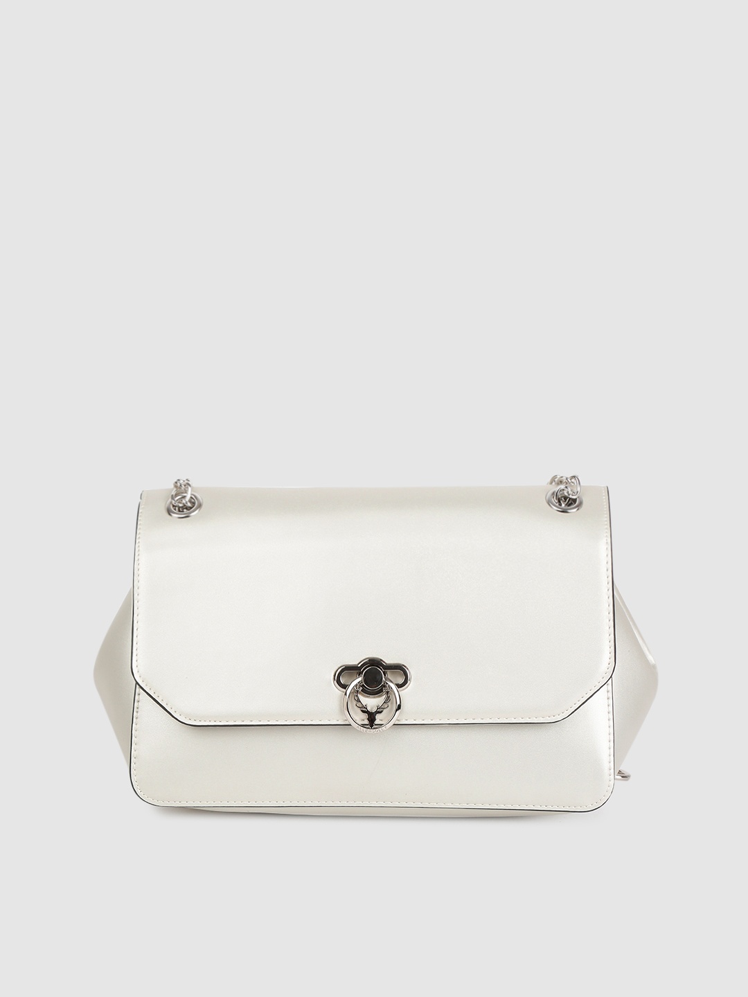 

Allen Solly Silver-Toned PU Structured Sling Bag