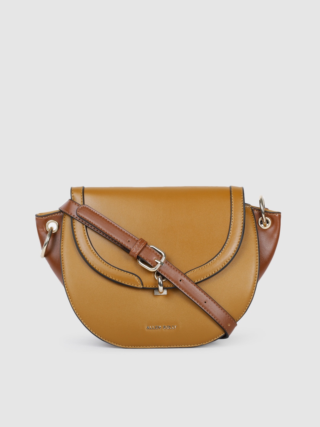 

Allen Solly Tan Brown Colourblocked Structured Handheld Bag