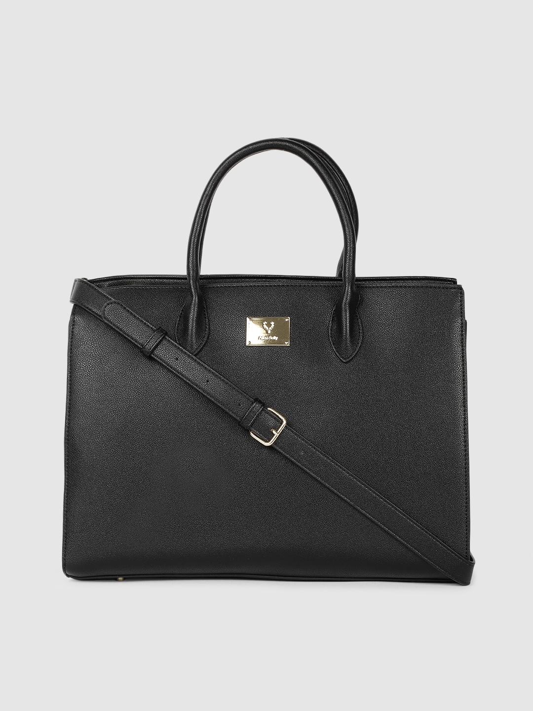 

Allen Solly Black PU Structured Handheld Bag