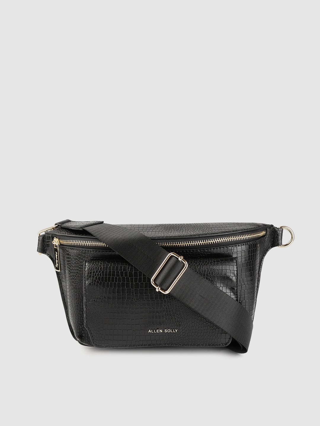 

Allen Solly Women Black Croc Textured Fanny Pack with Detachable Sling Strap