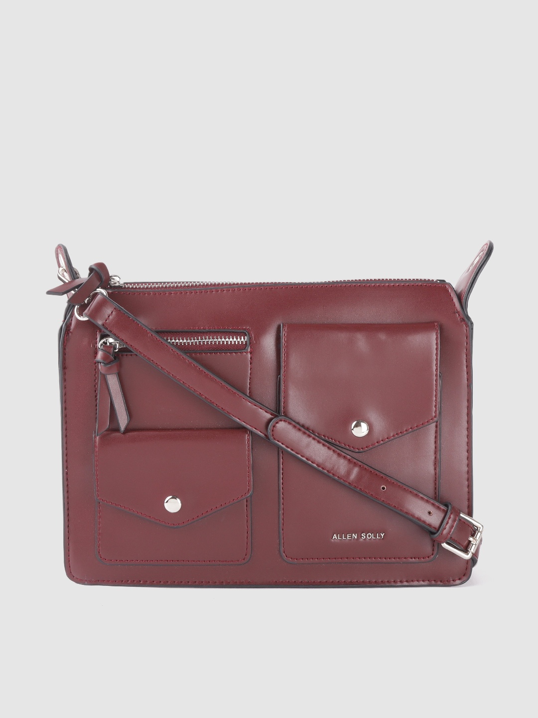 

Allen Solly Women Maroon Solid Structured Sling Bag