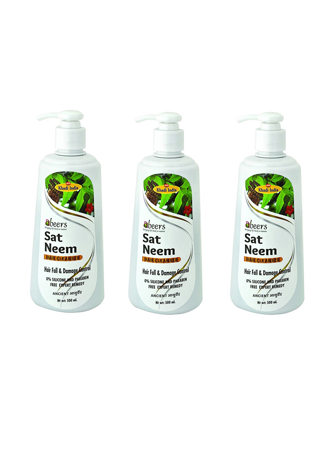 

abeers Pack of 3 Sat Neem Hair Cleanser - 500ml Each, White
