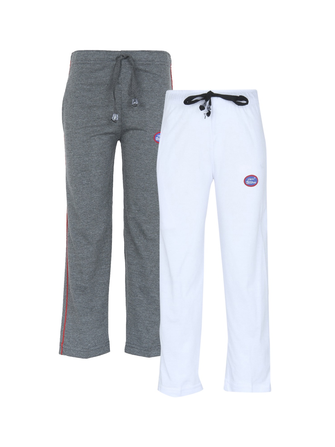 

VIMAL JONNEY Kids Set of 2 Grey & White Cotton Trackpants