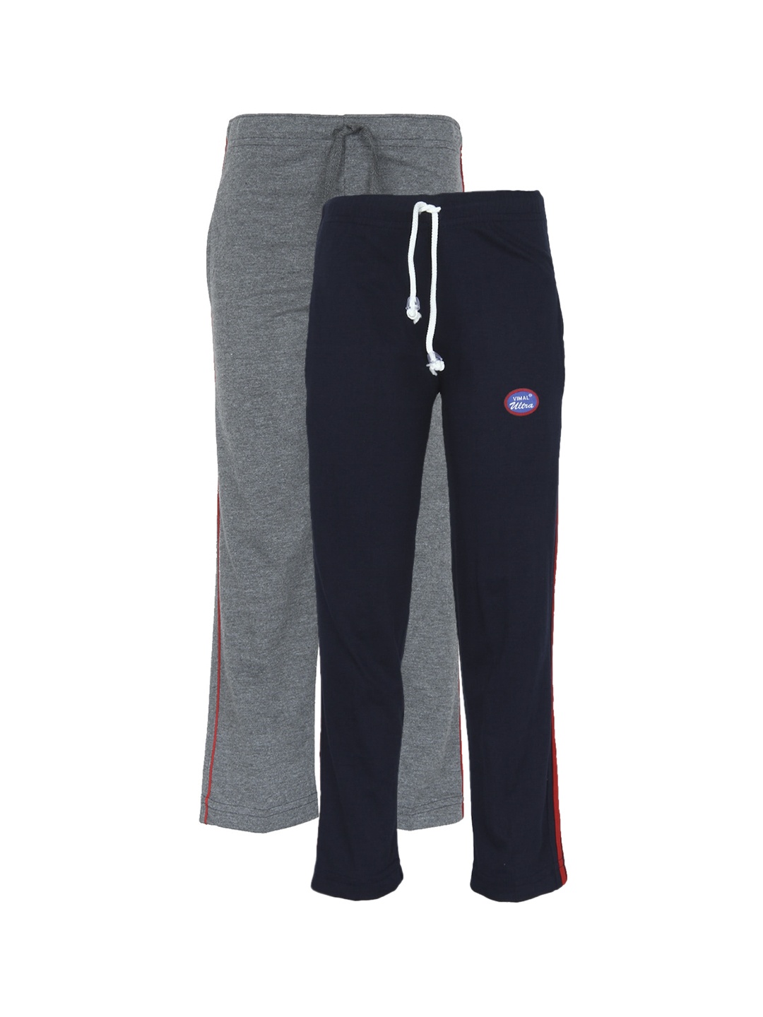 

VIMAL JONNEY Kids Pack of 2 Grey & Black Solid Track Pants