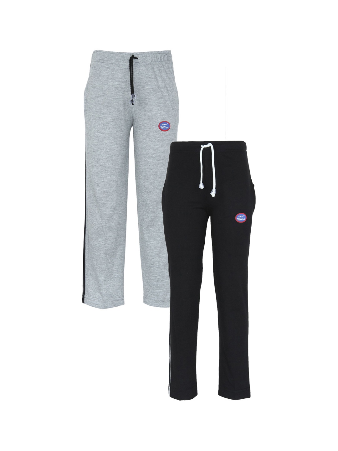 

MACK JONNEY Unisex Kids Grey & Black Pack of 2 Solid Track Pants