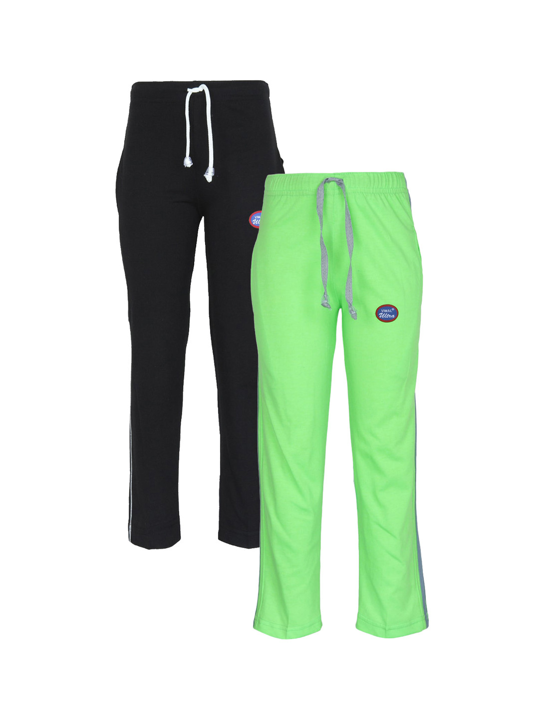 

VIMAL JONNEY Kids Black & Green Pack of 2 Solid Track Pants