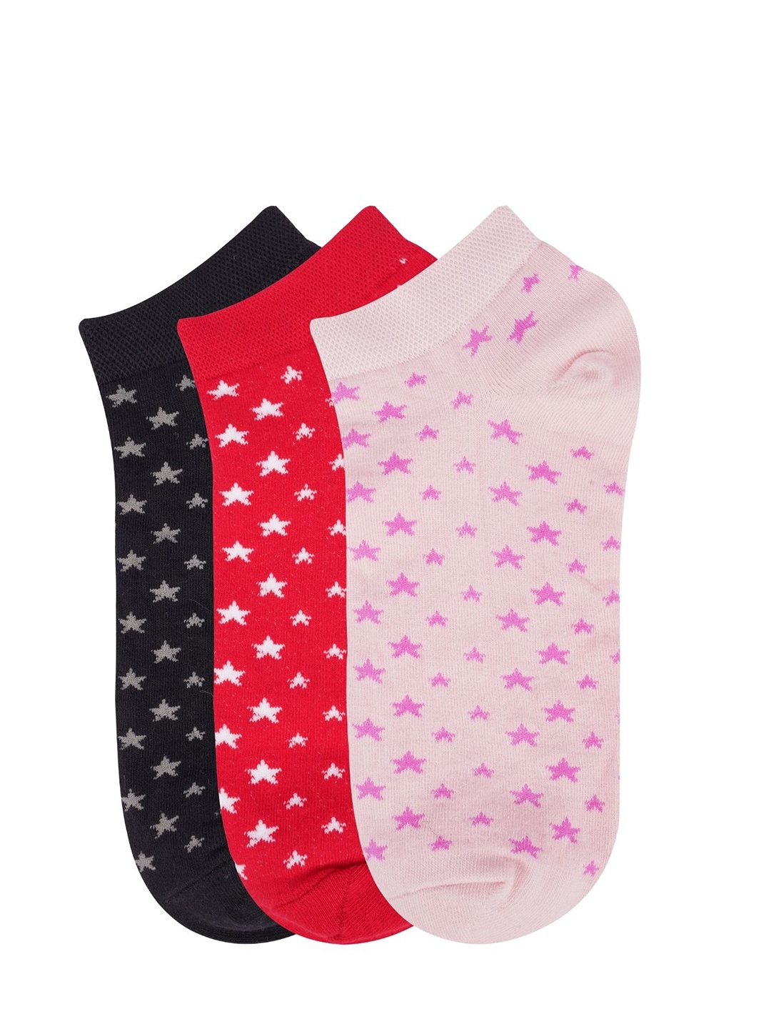 

N2S NEXT2SKIN Women Pack of 3 Patterned Ankle Length Socks, Black