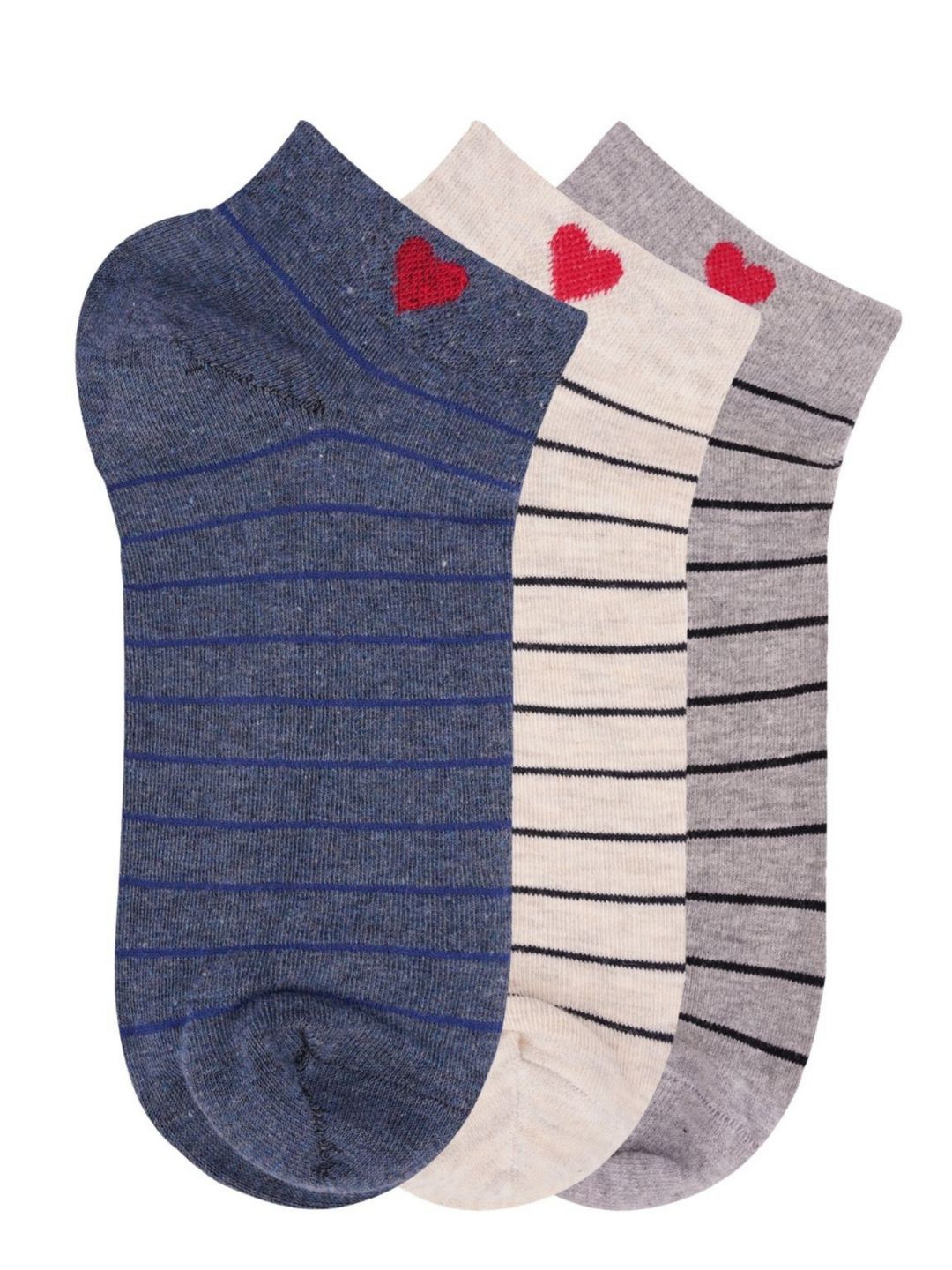 

N2S NEXT2SKIN Women Low Ankle Length Star Print Cotton Socks (Pack of 3), Multi