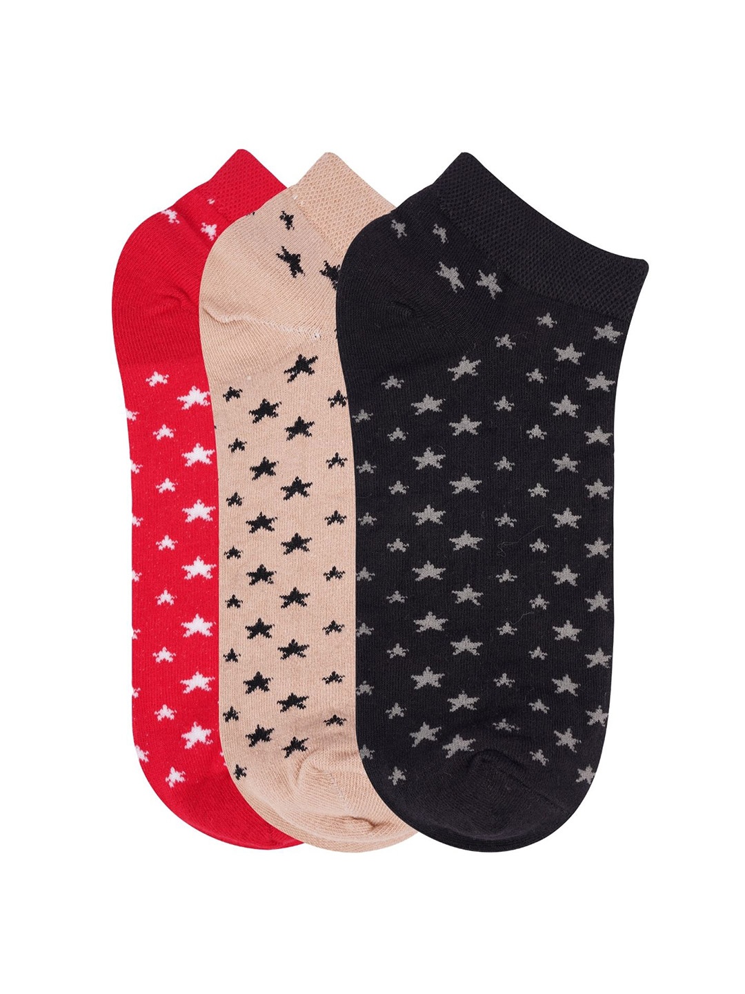 

N2S NEXT2SKIN Women Pack of 3 Patterned Ankle Length Cotton Socks, Black