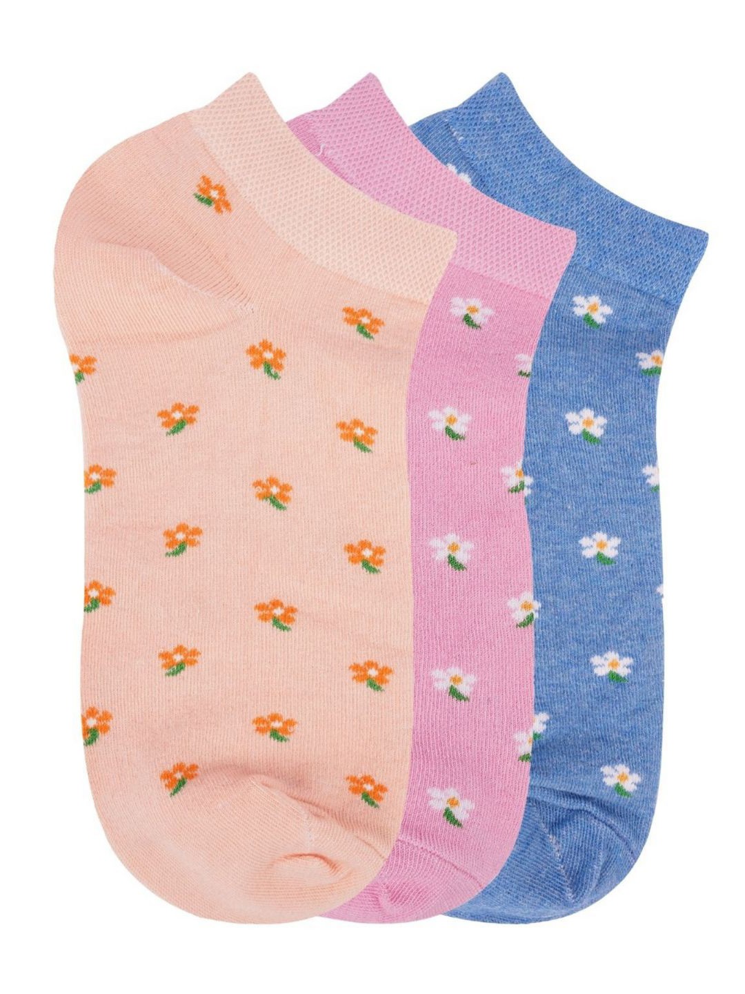

N2S NEXT2SKIN Woman Pack of 3 Peach Pink & Blue Cotton Socks