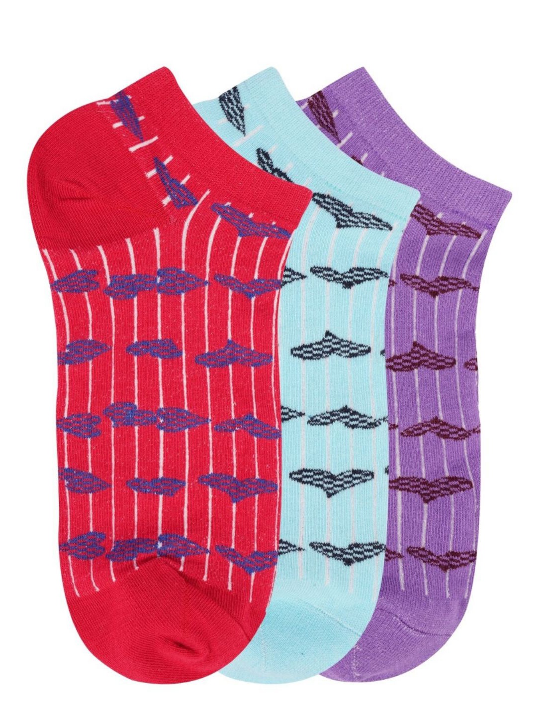 

N2S NEXT2SKIN Women Low Ankle Length Heart Print Cotton Socks (Pack of 3), Multi