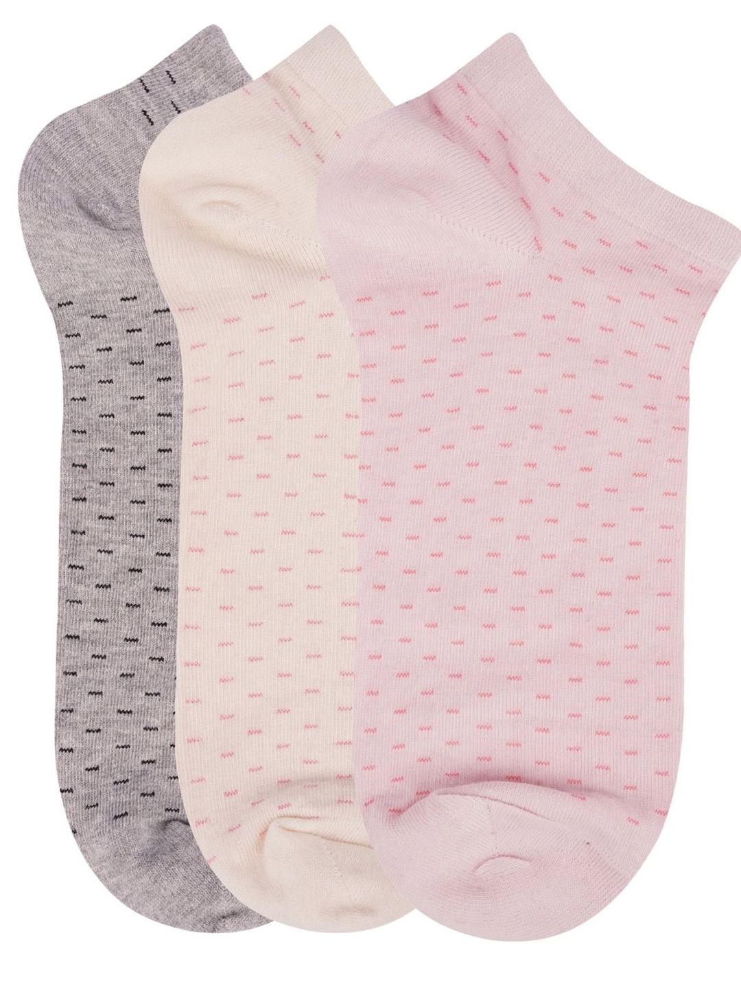 

N2S NEXT2SKIN Women Pack of 3 Patterned Ankle-Length Socks, Cream