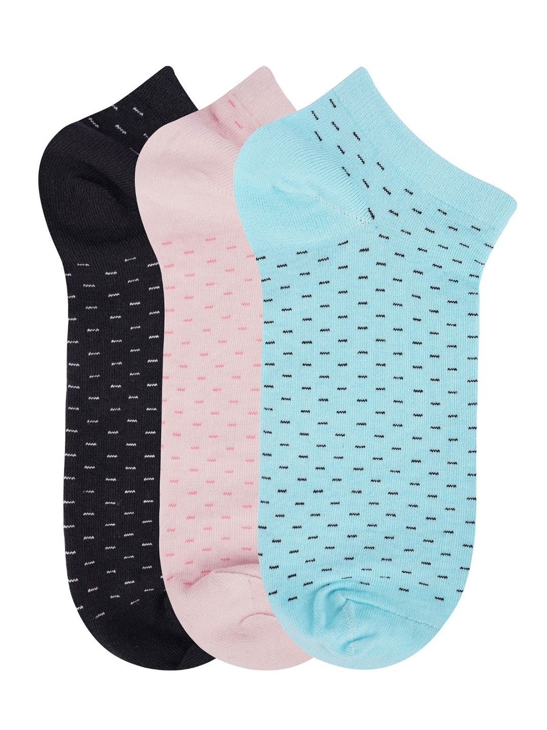 

N2S NEXT2SKIN Women Pack of 3 Patterned Ankle Length Socks, Black