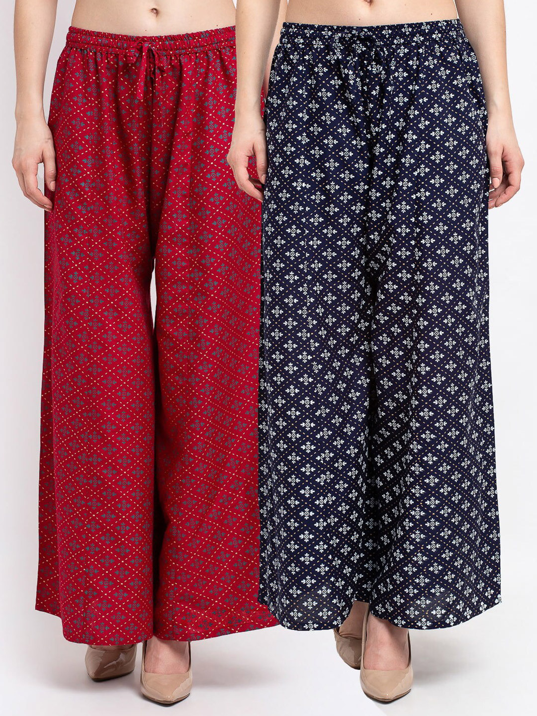

GRACIT Women Pack Of 2 Ethnic Motifs Printed Palazzo, Maroon