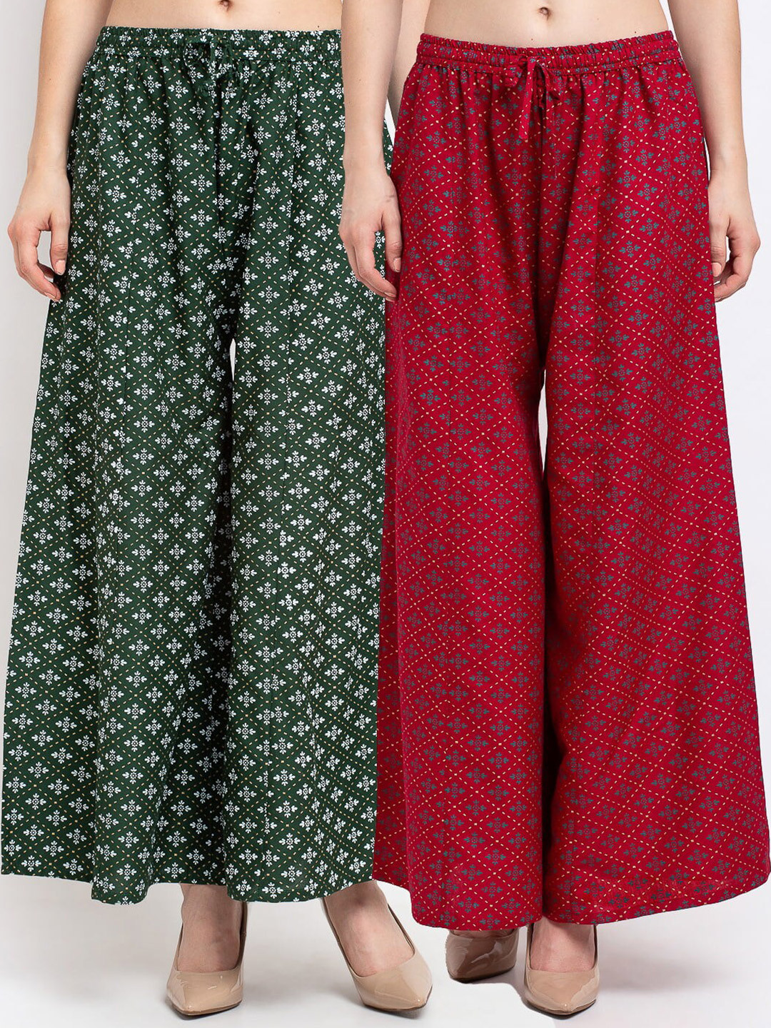 

GRACIT Women Green & Maroon Set Of 2 Printed Palazzos