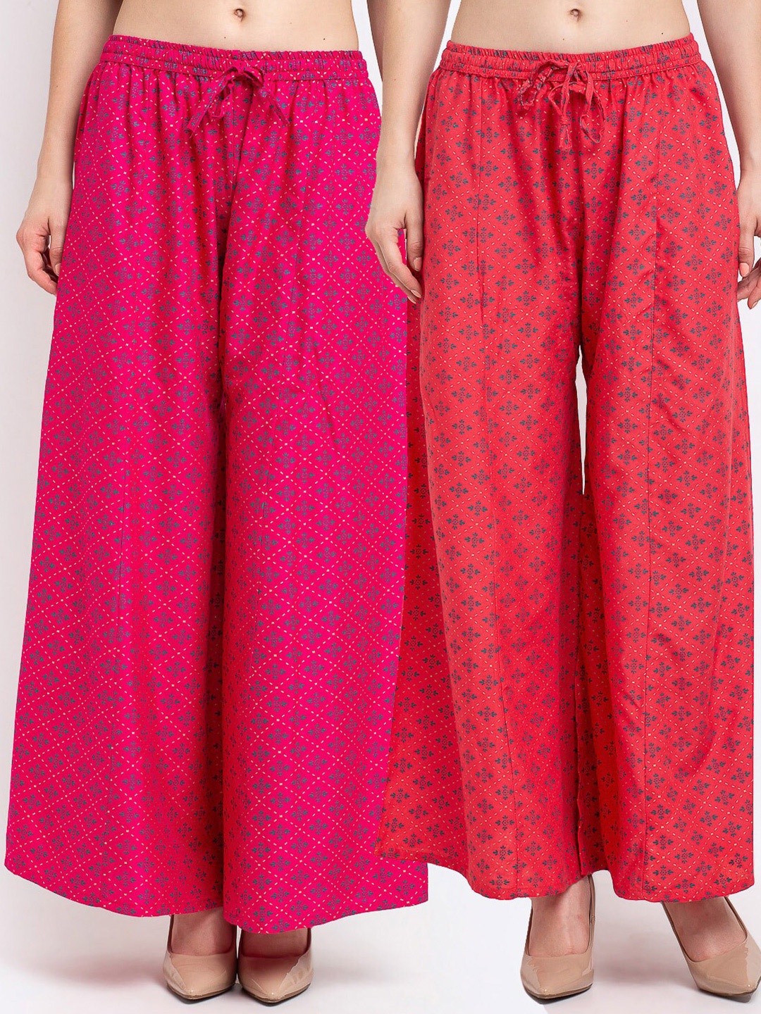 

GRACIT Women Pack Of 2 Printed Palazzos, Pink