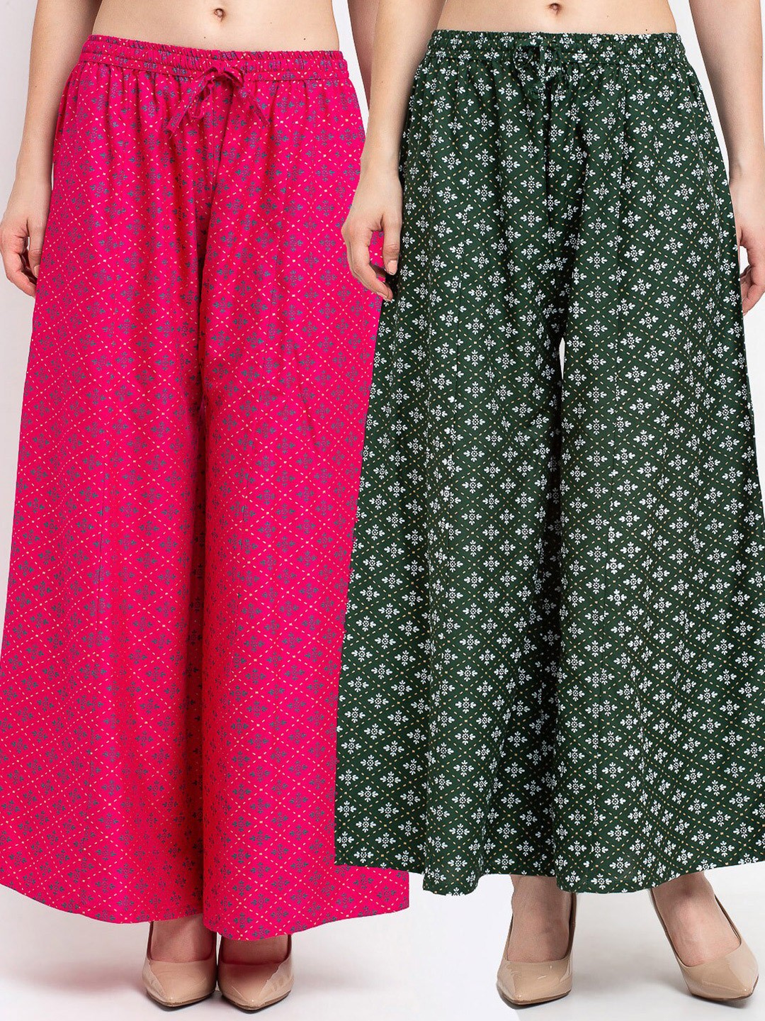 

GRACIT Women Pack Of 2 Ethnic Motifs Printed Palazzo, Pink