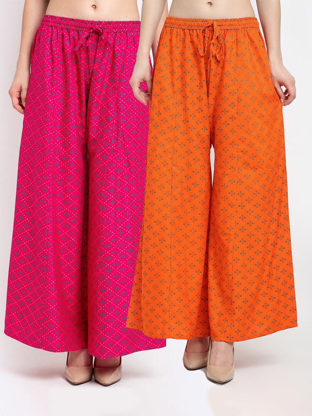 

GRACIT Women Pack Of 2 Printed Palazzos, Pink