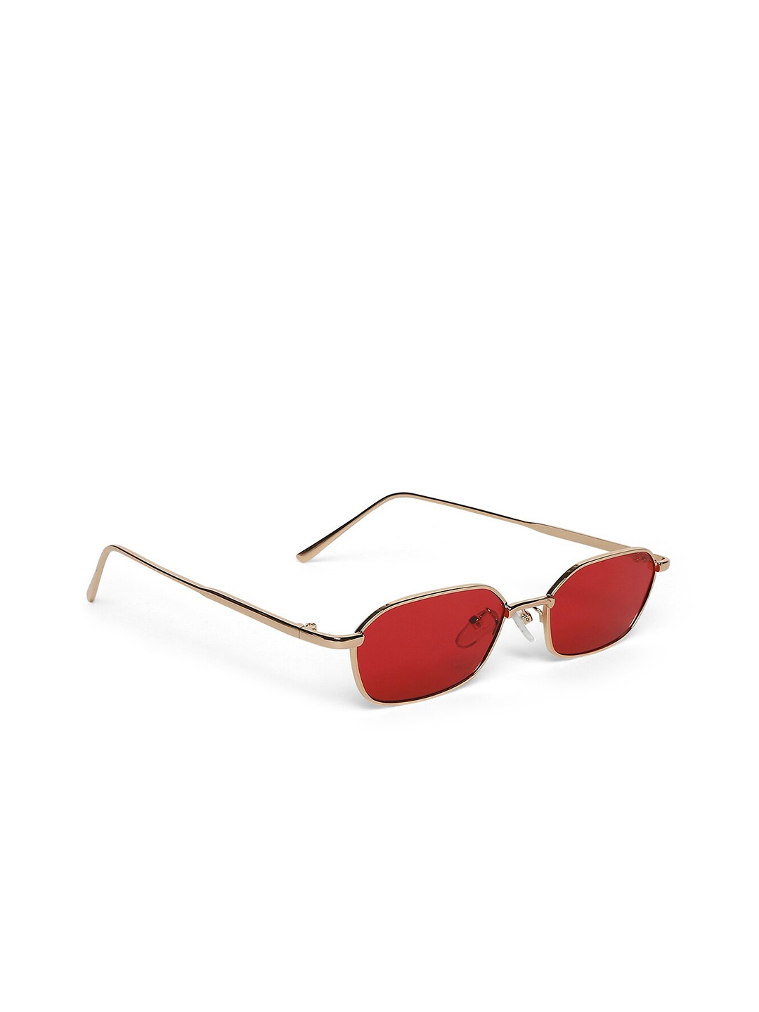

20Dresses Women Red Lens & Gold-Toned Playing It Cool Rectangle Sunglasses SG0531