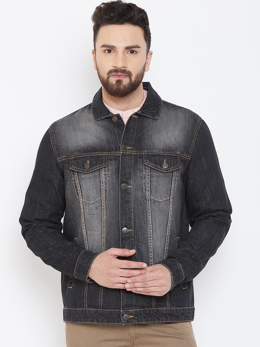 

Canary London Men Black Washed Denim Jacket