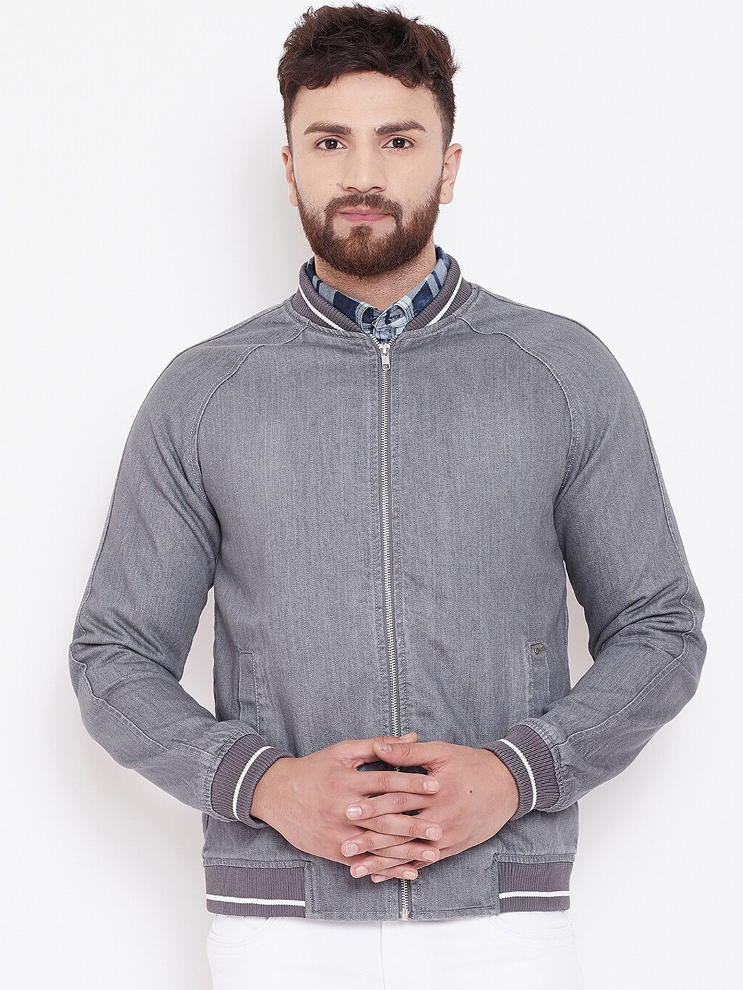 

Canary London Men Grey Bomber Jacket