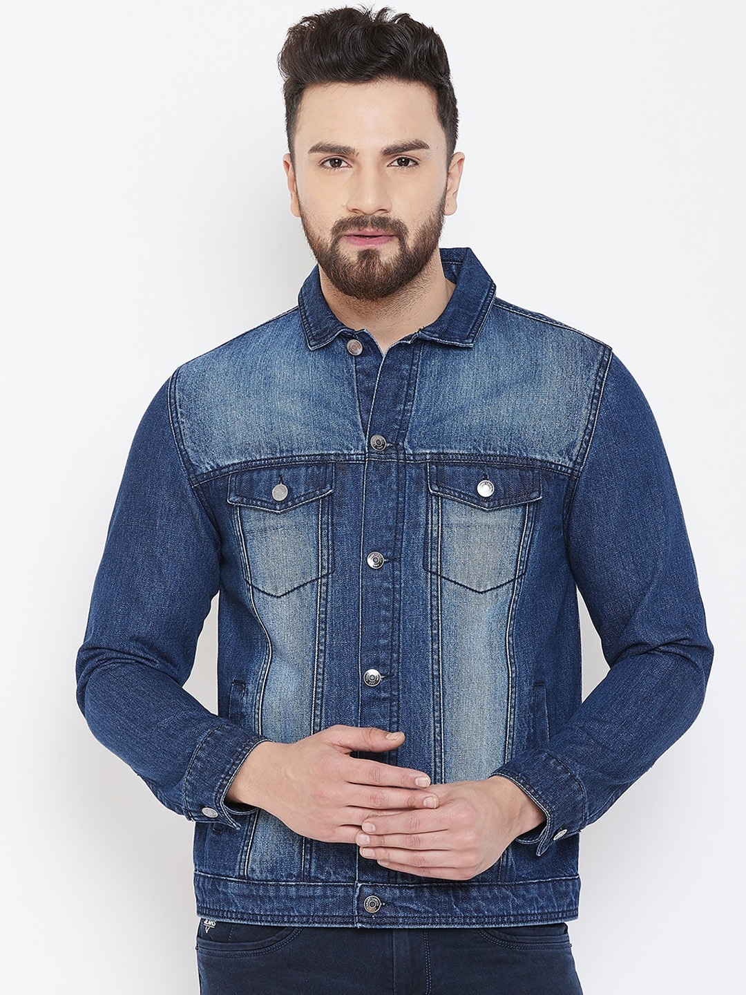 

Canary London Men Blue Washed Denim Jacket