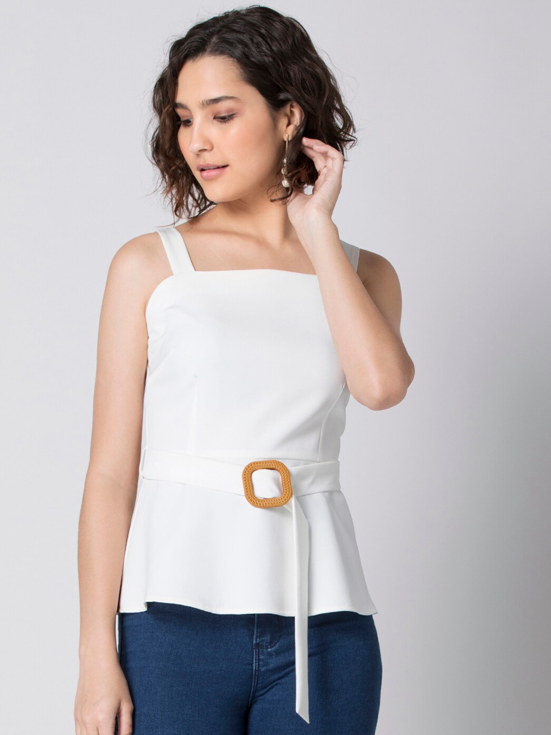 

FabAlley White Peplum Top
