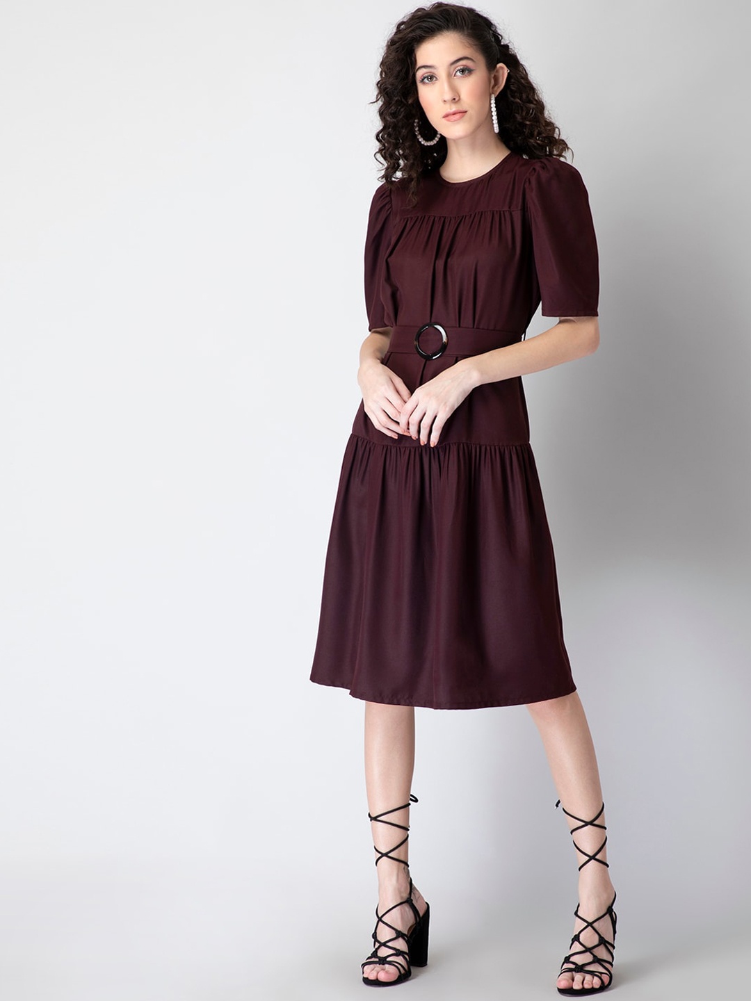 

FabAlley Maroon Solid Dress