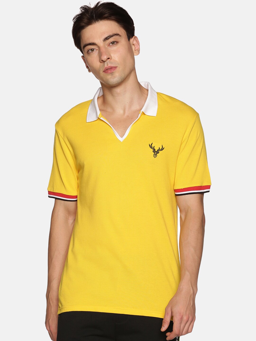 

UrGear Men Yellow Polo Collar Training or Gym T-shirt