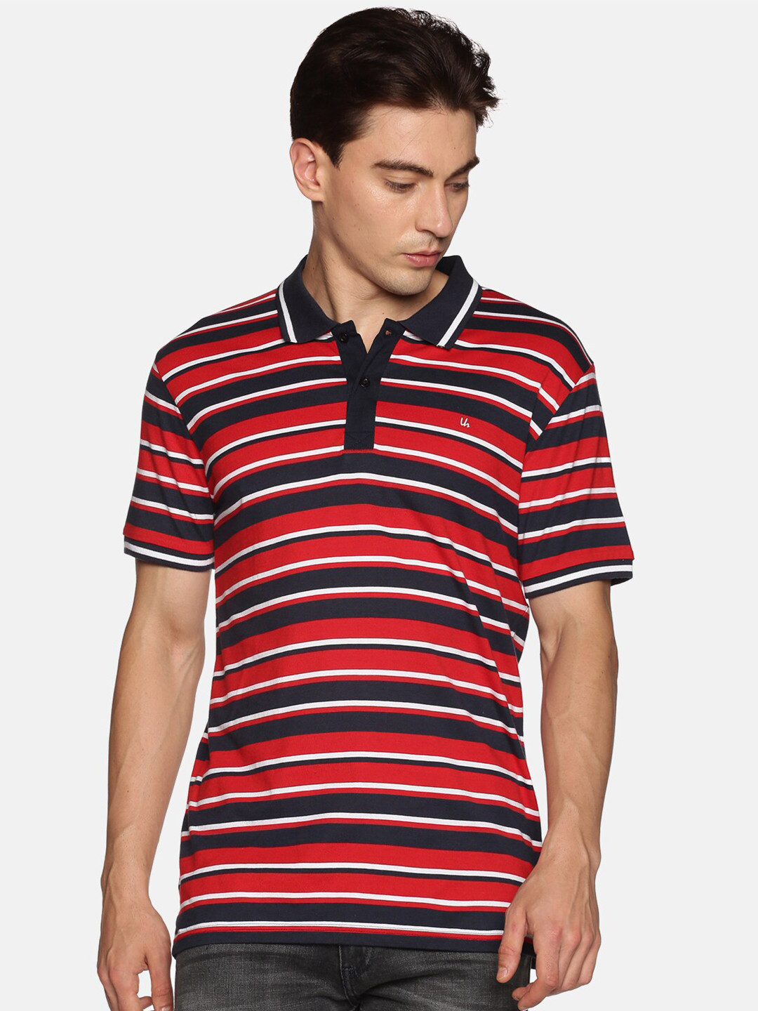 

UrGear Men Multicoloured Striped Polo Collar Pockets Training or Gym T-shirt, Multi