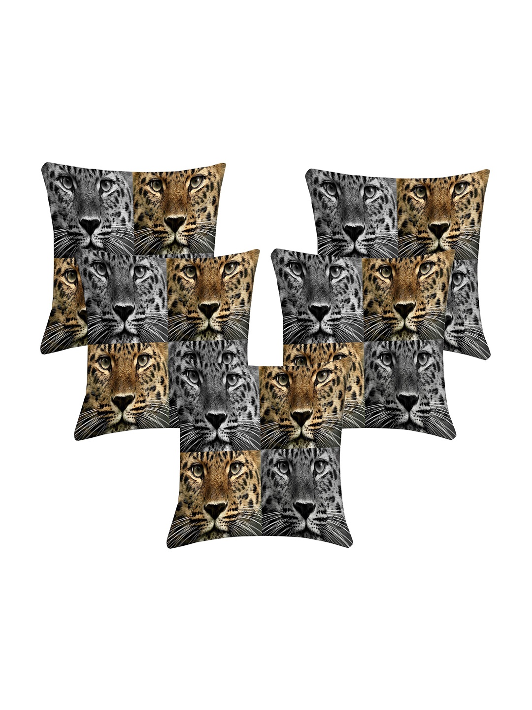 

Lushomes Set Of 5 Multicoloured Digital Printed Animal Square Cushion Covers, Multi